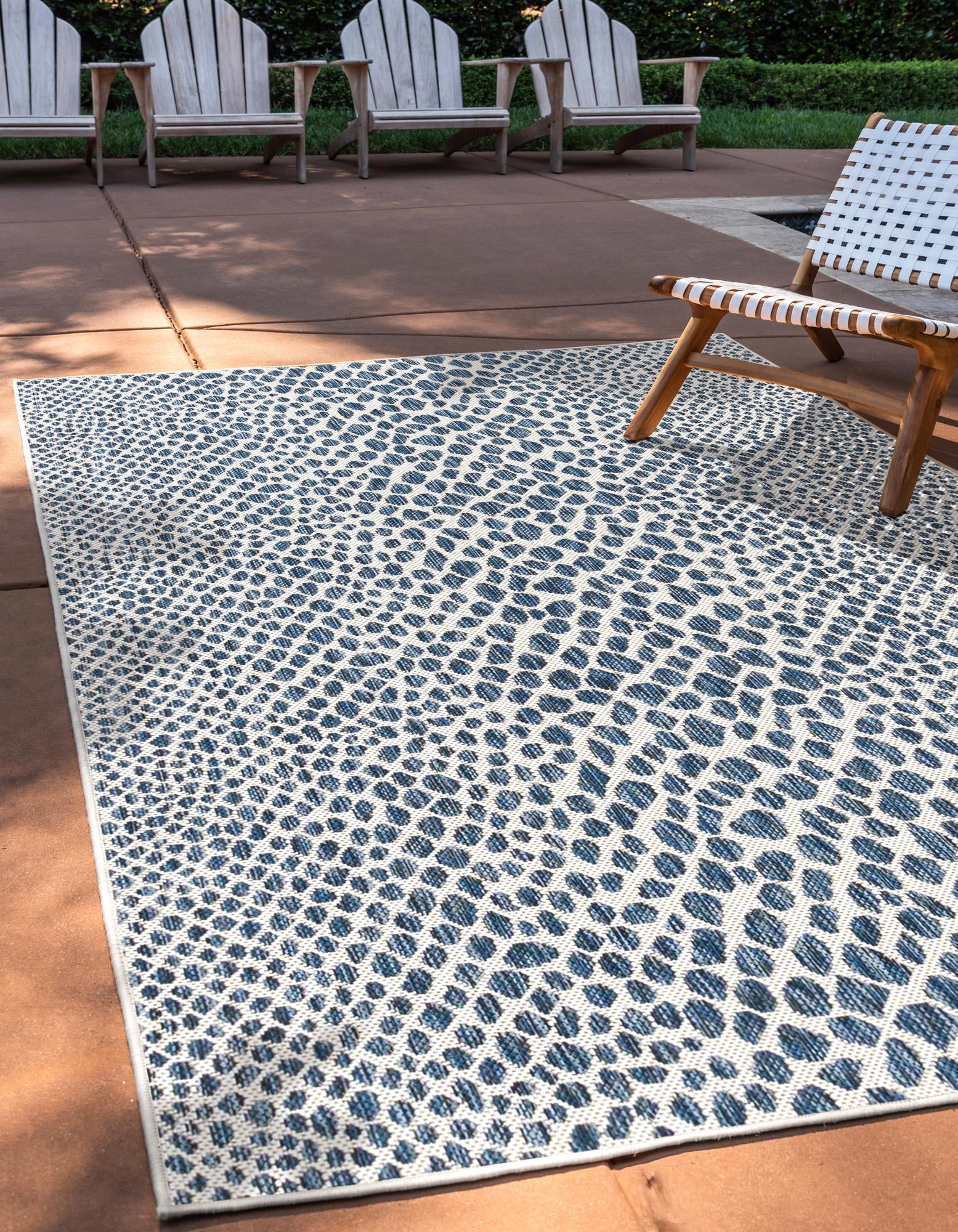 Cape Town Blue and Ivory Rectangular Outdoor Rug