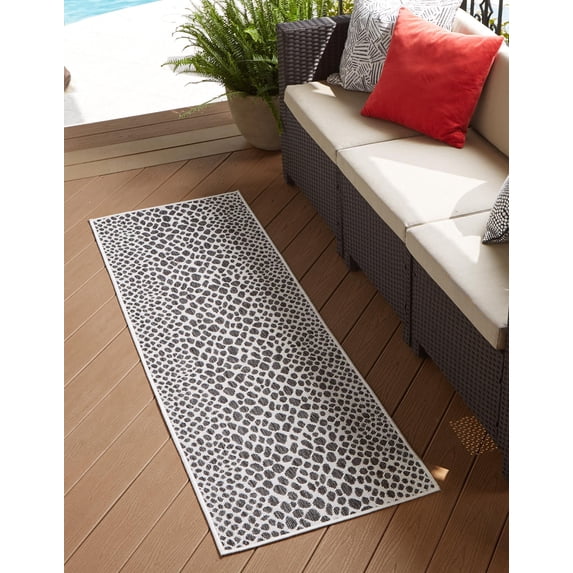 Jill Zarin Outdoor Collection Area Rug - Cape Town (2' x 8' Runner Black/Ivory)