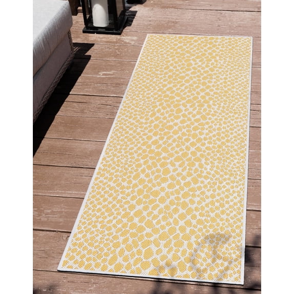 Jill Zarin Outdoor Collection Area Rug - Cape Town (2' x 8' Runner Yellow Ivory/Ivory)