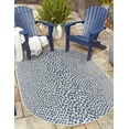 thumbnail image 1 of Jill Zarin Outdoor Collection Area Rug - Cape Town (5' 3" x 8' Oval Blue/Olive), 1 of 8