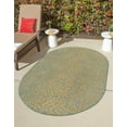 thumbnail image 1 of Jill Zarin Outdoor Collection Area Rug - Cape Town (5' 3" x 8' Oval Yellow and Aqua/Light Blue), 1 of 11