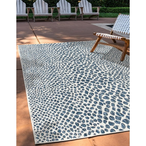 Jill Zarin Outdoor Collection Area Rug - Cape Town (6' 1" x 9' Rectangle Blue/Olive)