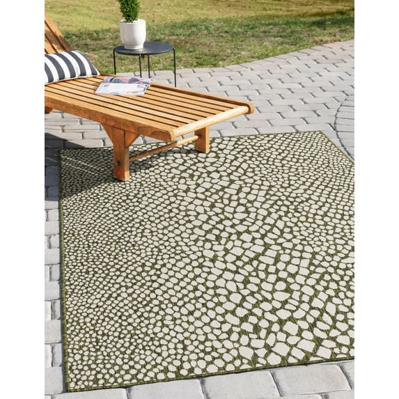 Jill Zarin Outdoor Collection Area Rug - Cape Town (6' 1" x 9' Rectangle Green/Ivory)