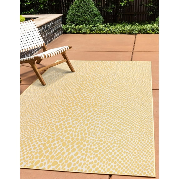 Jill Zarin Outdoor Collection Area Rug - Cape Town (7' 1" x 10' Rectangle Yellow Ivory/Ivory)