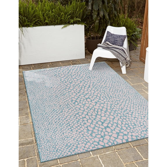 Jill Zarin Outdoor Collection Area Rug - Cape Town (9' x 12' Rectangle Pink and Aqua/Light Blue)
