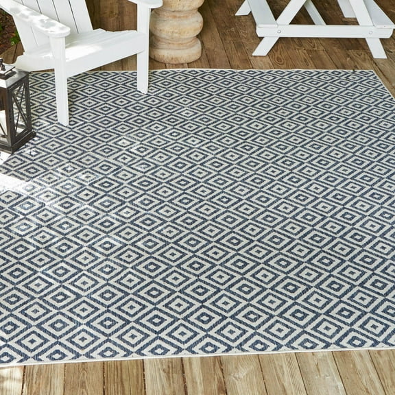 Jill Zarin Outdoor Collection Area Rug - Costa Rica (10' 8" Square Blue/Ivory)