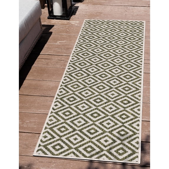 Jill Zarin Outdoor Collection Area Rug - Costa Rica (2' x 6' 1" Runner Green/Ivory)