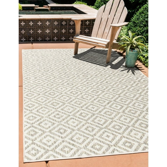 Jill Zarin Outdoor Collection Area Rug - Costa Rica (3' 1" x 5' 3" Rectangle Light Gray/Ivory)