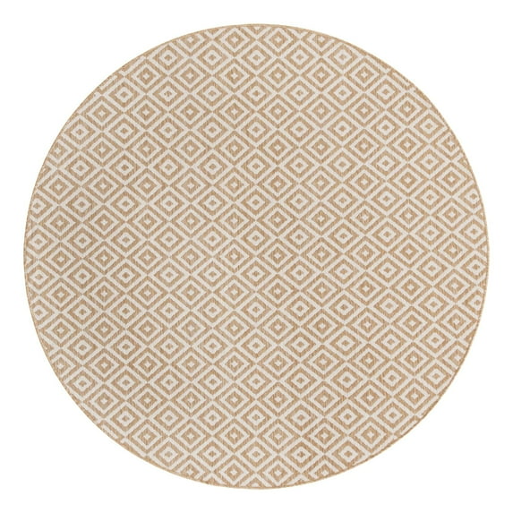 Jill Zarin Outdoor Collection Area Rug - Costa Rica (6' 7" Round Beige/Cream)