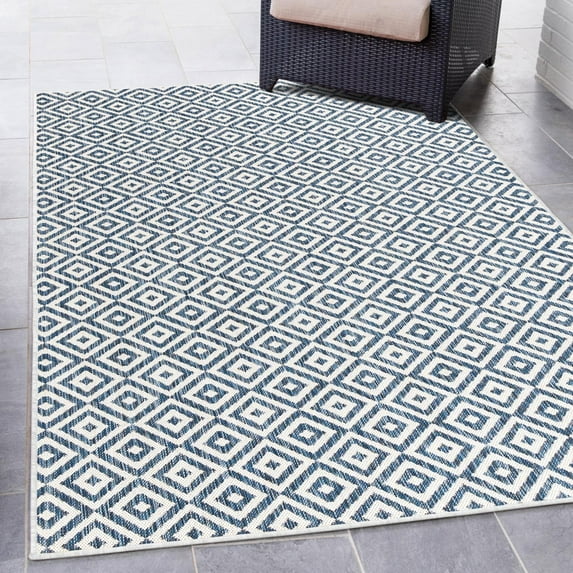 Jill Zarin Outdoor Collection Area Rug - Costa Rica (7' 1" x 10' Rectangle Blue/Ivory)