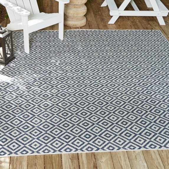 Jill Zarin Outdoor Collection Area Rug - Costa Rica (7' 10" Square Blue/Ivory)