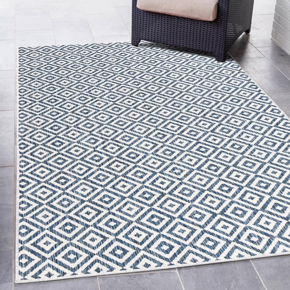 Jill Zarin Outdoor Collection Area Rug - Costa Rica (9' x 12' Rectangle Blue/Ivory)