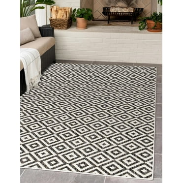 Jill Zarin Outdoor Collection Area Rug - Costa Rica (9' x 12' Rectangle Charcoal Gray/Ivory)