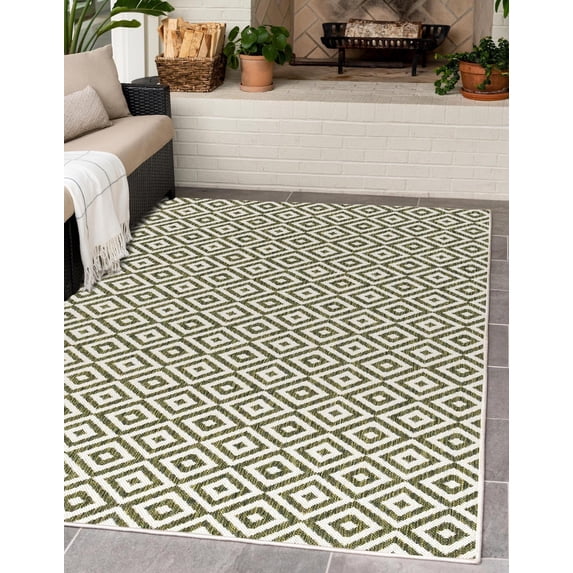Jill Zarin Outdoor Collection Area Rug - Costa Rica (9' x 12' Rectangle Green/Ivory)