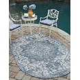 thumbnail image 1 of Jill Zarin Outdoor Collection Area Rug - Dubai (7' 10" x 10' Oval Blue/Ivory), 1 of 8