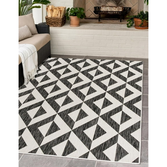 Jill Zarin Outdoor Collection Area Rug - Napa (2' x 3' 1" Rectangle Charcoal Gray/Ivory)