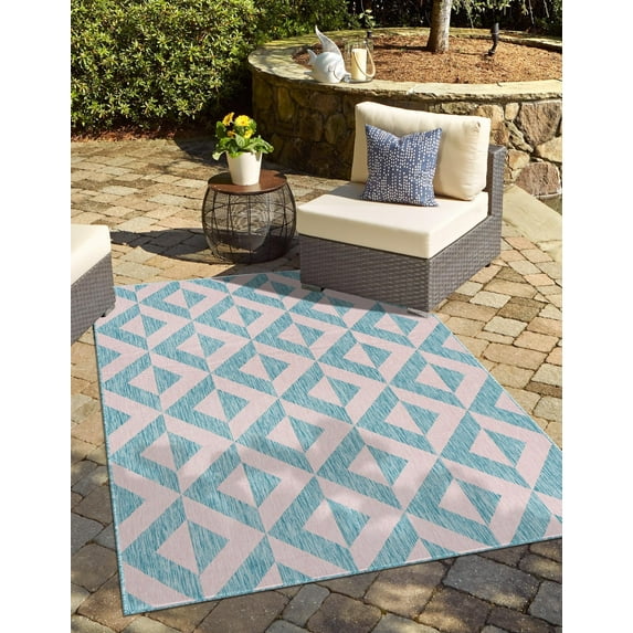 Jill Zarin Outdoor Collection Area Rug - Napa (2' x 3' 1" Rectangle Pink and Aqua/Light Blue)