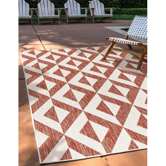 Jill Zarin Outdoor Collection Area Rug - Napa (2' x 3' 1" Rectangle Rust Red/Ivory)