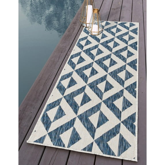 Jill Zarin Outdoor Collection Area Rug - Napa (2' x 8' Runner Blue/Ivory)