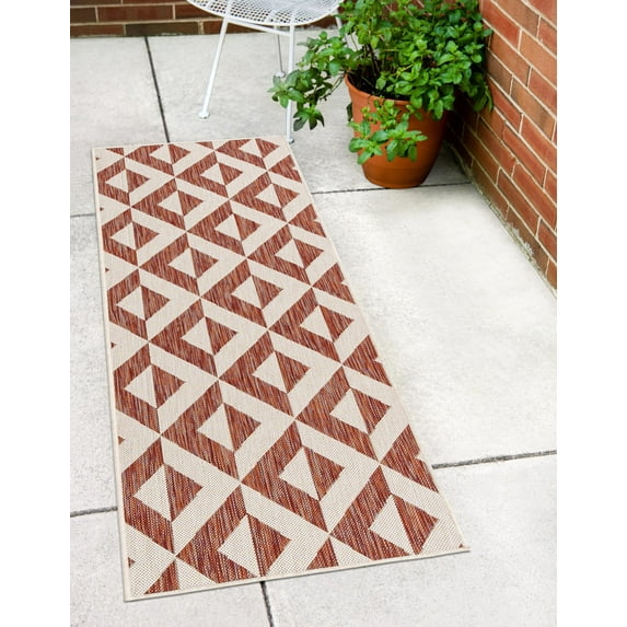 Jill Zarin Outdoor Collection Area Rug - Napa (2' x 8' Runner Rust Red/Ivory)