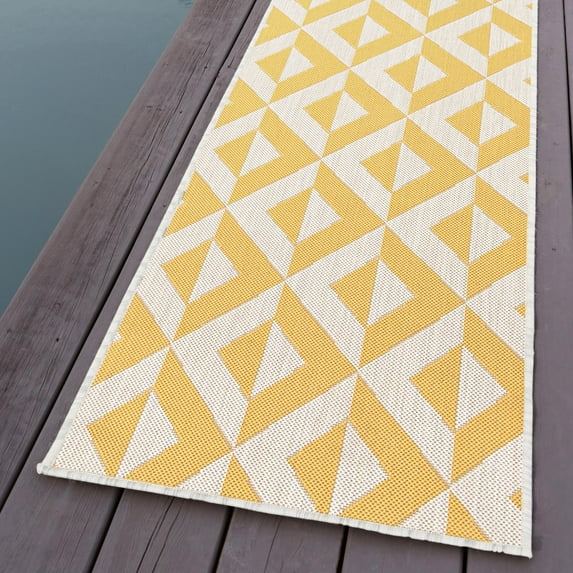 Jill Zarin Outdoor Collection Area Rug - Napa (2' x 8' Runner Yellow/Ivory)