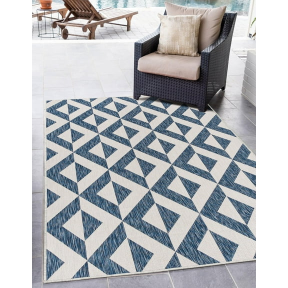Jill Zarin Outdoor Collection Area Rug - Napa (4' 1" x 6' 1" Rectangle Blue/Ivory)