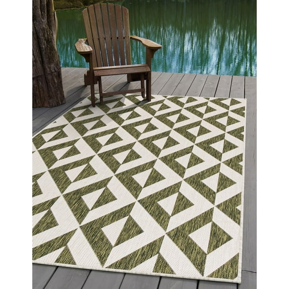 Jill Zarin Outdoor Collection Area Rug - Napa (6' 1" x 9' Rectangle Green/Ivory)