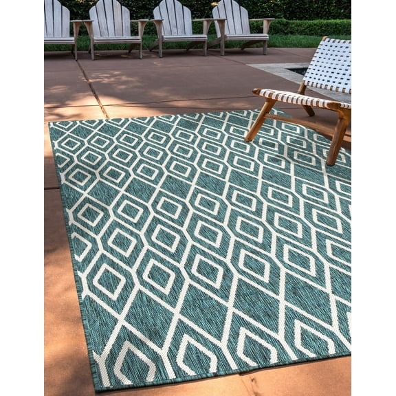 Jill Zarin Outdoor Collection Area Rug - Turks and Caicos (2' x 3' 1" Rectangle Teal/Ivory)