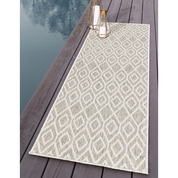 Jill Zarin Outdoor Collection Area Rug - Turks and Caicos (2' x 6' 1" Runner Gray Cream/Cream)