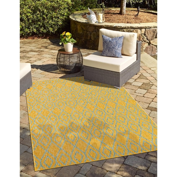Jill Zarin Outdoor Collection Area Rug - Turks and Caicos (3' 1" x 5' 3" Rectangle Yellow and Aqua/Light Blue)