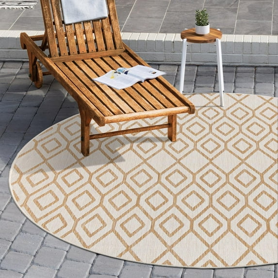 Jill Zarin Outdoor Collection Area Rug - Turks and Caicos (4' 1" Round Beige/Brown)