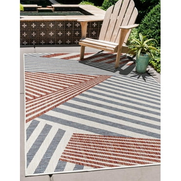 Jill Zarin Outdoor Collection Area Rug - Washington (9' x 12' Rectangle Blue/Red)