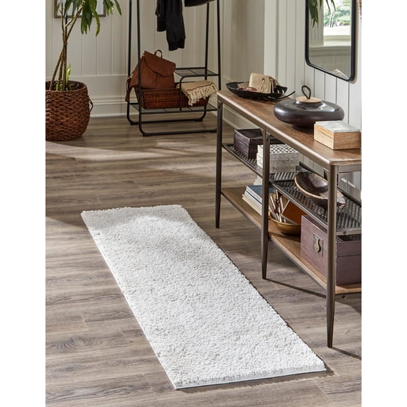 Jill Zarin Shaggy Chic Collection Area Rug - Shaggy (2' x 6' Runner Sea Salt White)