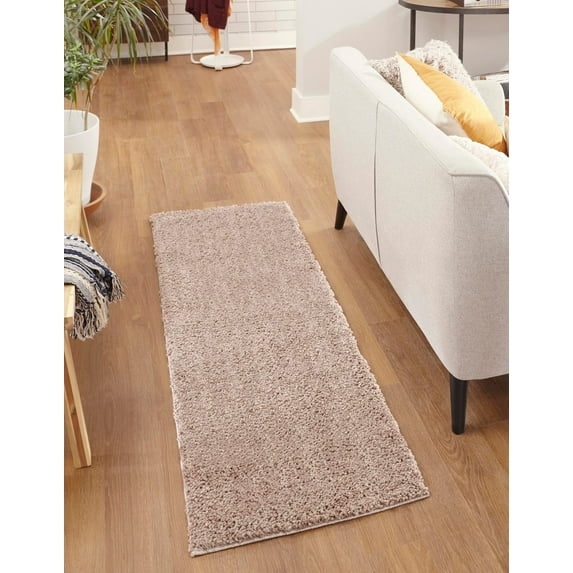 Jill Zarin Shaggy Chic Collection Area Rug - Shaggy (2' x 8' Runner Mushroom)