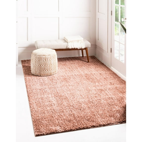 Jill Zarin Shaggy Chic Collection Area Rug - Shaggy (4' x 6' Rectangle Grapefruit Pink)