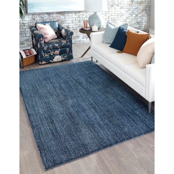 Jill Zarin Shaggy Chic Collection Area Rug - Shaggy (5' 3" x 8' Rectangle Blueberry Blue)