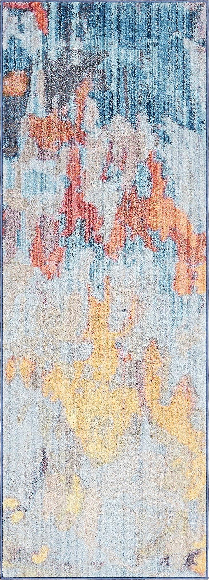 Multi-Color Abstract Easy Care Synthetic Runner Rug