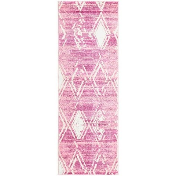 Jill Zarin Uptown Collection Area Rug - Carnegie Hill (2' 2" x 6' 1" Runner Pink/Ivory)