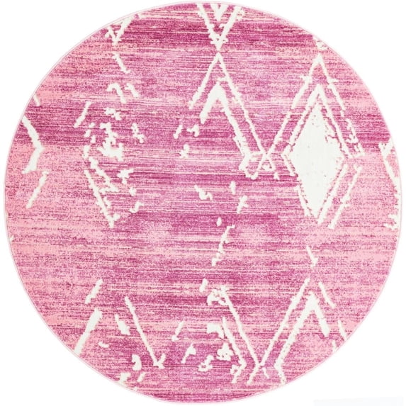 Jill Zarin Uptown Collection Area Rug - Carnegie Hill (5' 3" Round Pink/Ivory)