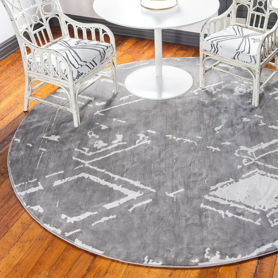 Jill Zarin Uptown Collection Area Rug - Carnegie Hill (8' Round Gray/Ivory)