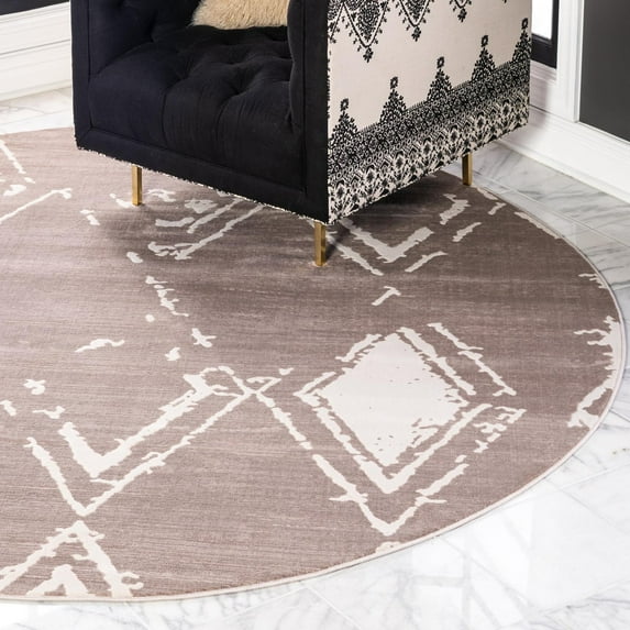 Jill Zarin Uptown Collection Area Rug - Carnegie Hill (8' Round Light Brown/Ivory)