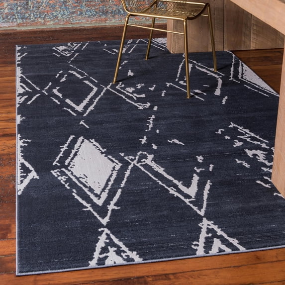 Jill Zarin Uptown Collection Area Rug - Carnegie Hill (9' x 12' 2" Rectangle Navy Blue/Ivory)