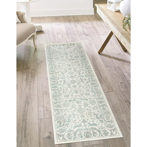 Jill Zarin Uptown Collection Area Rug - Central Park (2' 2" x 6' 1" Runner Teal/Ivory)