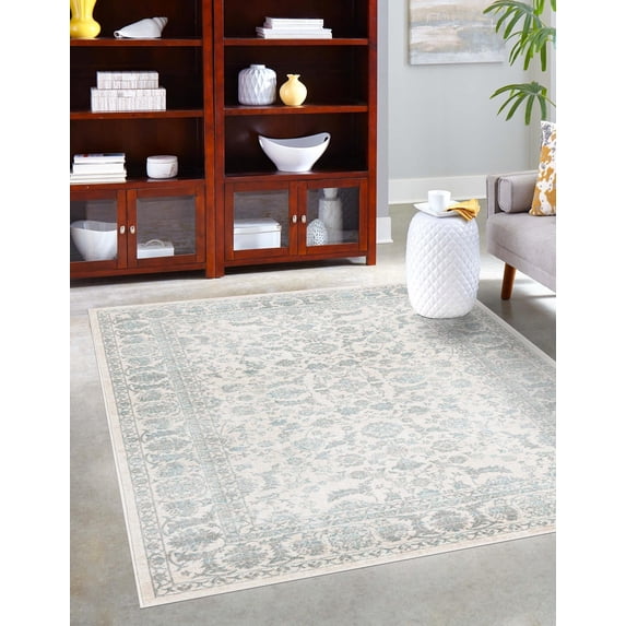 Jill Zarin Uptown Collection Area Rug - Central Park (4' 1" x 6' 1" Rectangle Teal/Ivory)