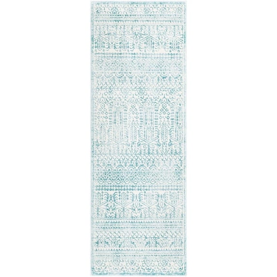 Jill Zarin Uptown Collection Area Rug - Cloisters (2' 2" x 6' 1" Runner Teal/Ivory)