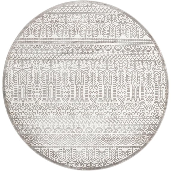Jill Zarin Uptown Collection Area Rug - Cloisters (7' 10" Round Gray/Ivory)