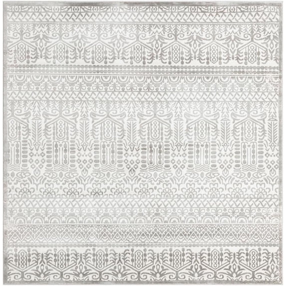 Jill Zarin Uptown Collection Area Rug - Cloisters (7' 10" Square Gray/Ivory)