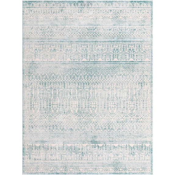 Jill Zarin Uptown Collection Area Rug - Cloisters (9' x 12' Rectangle Teal/Ivory)