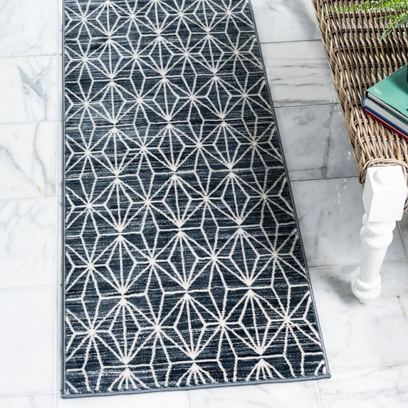 Jill Zarin Uptown Collection Area Rug - Fifth Avenue (2' 7" x 8' Runner Navy Blue/Ivory)