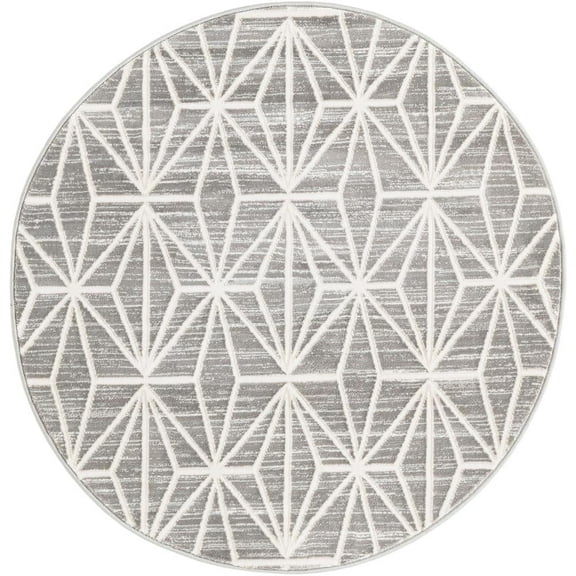 Jill Zarin Uptown Collection Area Rug - Fifth Avenue (3' 3" Round Gray/Ivory)